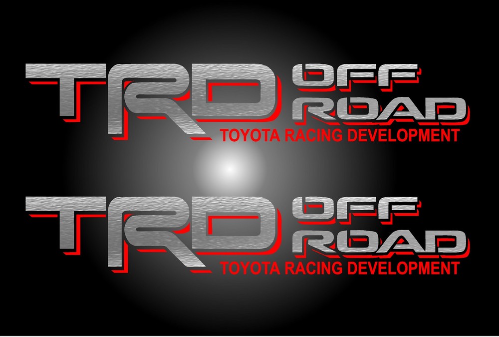 TRD OFF ROAD Silver Red Decals Vinyl Stickers Toyota Lettering Trucks