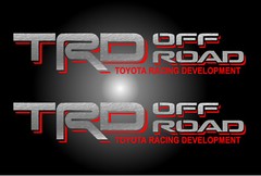 TRD OFF ROAD Silver Red Decals Vinyl Stickers Toyota Lettering Trucks