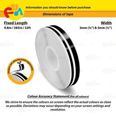 GLOSS BLACK 1/8″ & 1/5″ Roll Vinyl Pinstriping Stripe Double Line Tape Sticker