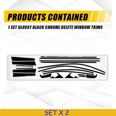 2Set Glossy Black Chrome Delete Window Trim Overlay Fit Honda Accord 2008-2012
