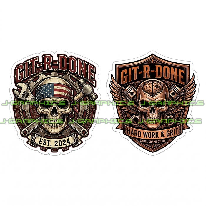 Git R Done Vinyl Decal Sticker 2 Pack B