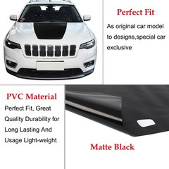 for 2014-2026 Jeep Cherokee Front Engine Hood Decal Sticker Trim PVC Matte Black