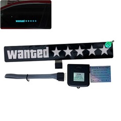 Wanted 5 Star Car Windshield Glow Panel Electric Marker Lamp Blue LED Decoration