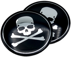 2x Metal Dome Shape Skull And Crossbones Decal Sticker Emblem Car Auto Truck 2.2