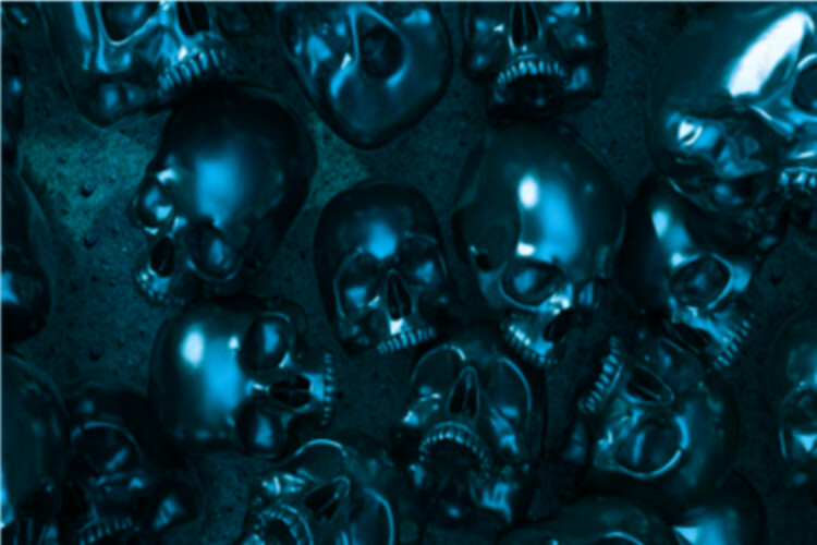 3D Skulls Blue Pile 24×36 Graphic Car Wrap Decal Vinyl Bike Scooter Motorcycle