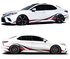 Graphics Vinyl Flame Stripe Side Door Car Sticker For Toyota Camry Bumper Decals