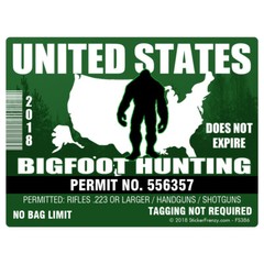 REFLECTIVE Bigfoot HUNTING Permit Green Sticker FS386-REF