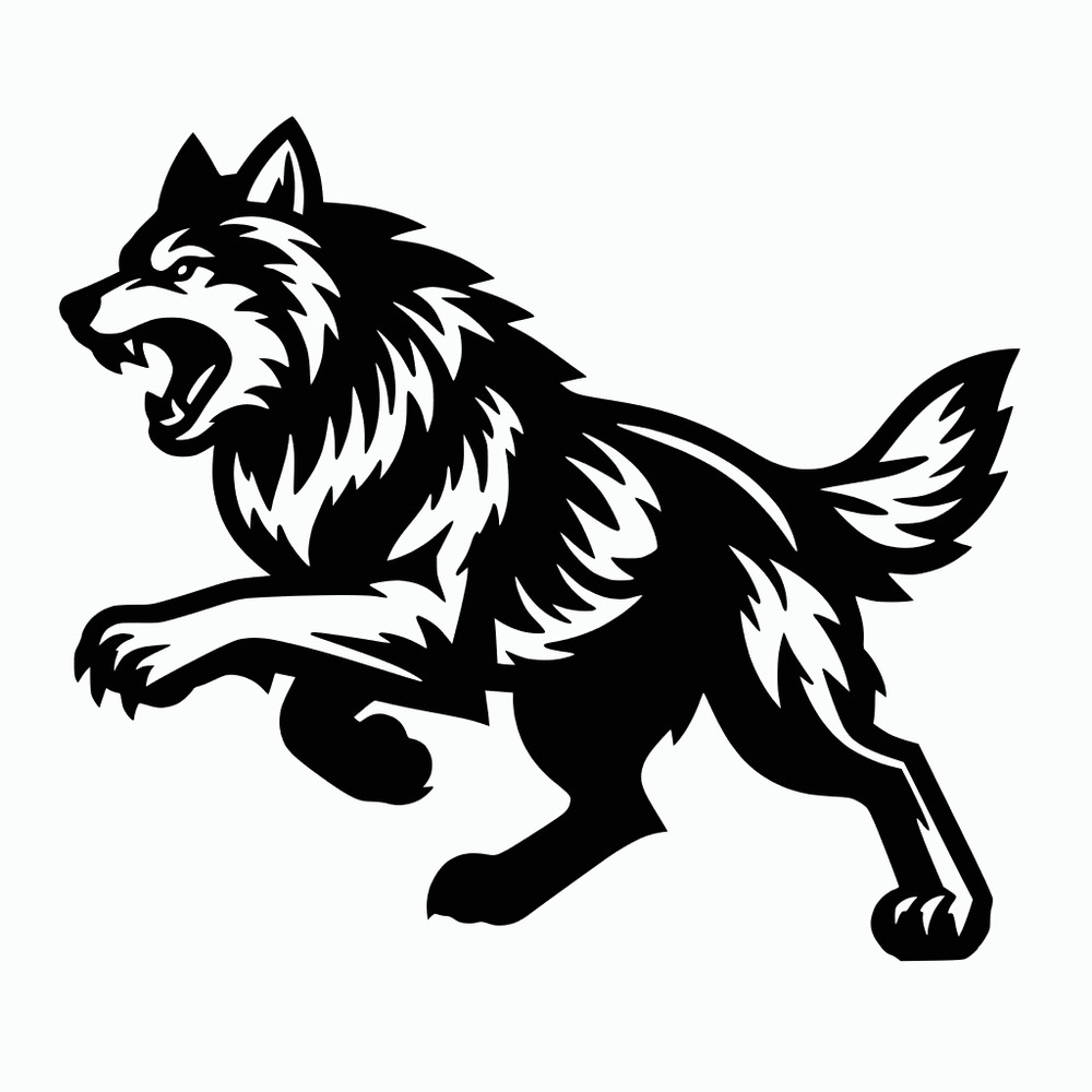 Running Snarling Wolf Timberwolf Black Vinyl Sticker Decal Left Right or Pair