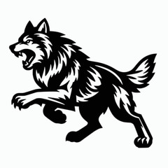 Running Snarling Wolf Timberwolf Black Vinyl Sticker Decal Left Right or Pair