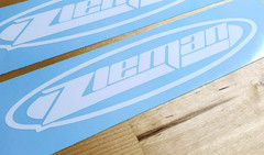 zieman motorcycle trailer Decals Stickers 8” (2) Gloss white VINYL Fast USA