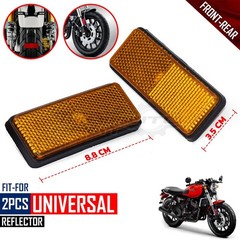 2x Front Fork Leg Amber Reflective Reflector Bolt On Side Marker Rectangle