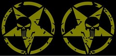 Jeep US Army Star Punisher Skull L and R Vinyl Decal Multiple Colors and Sizes