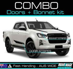 AM Combo BONNET & DOOR stripes fit 2021-2025 Isuzu Dmax D-max decals stickers