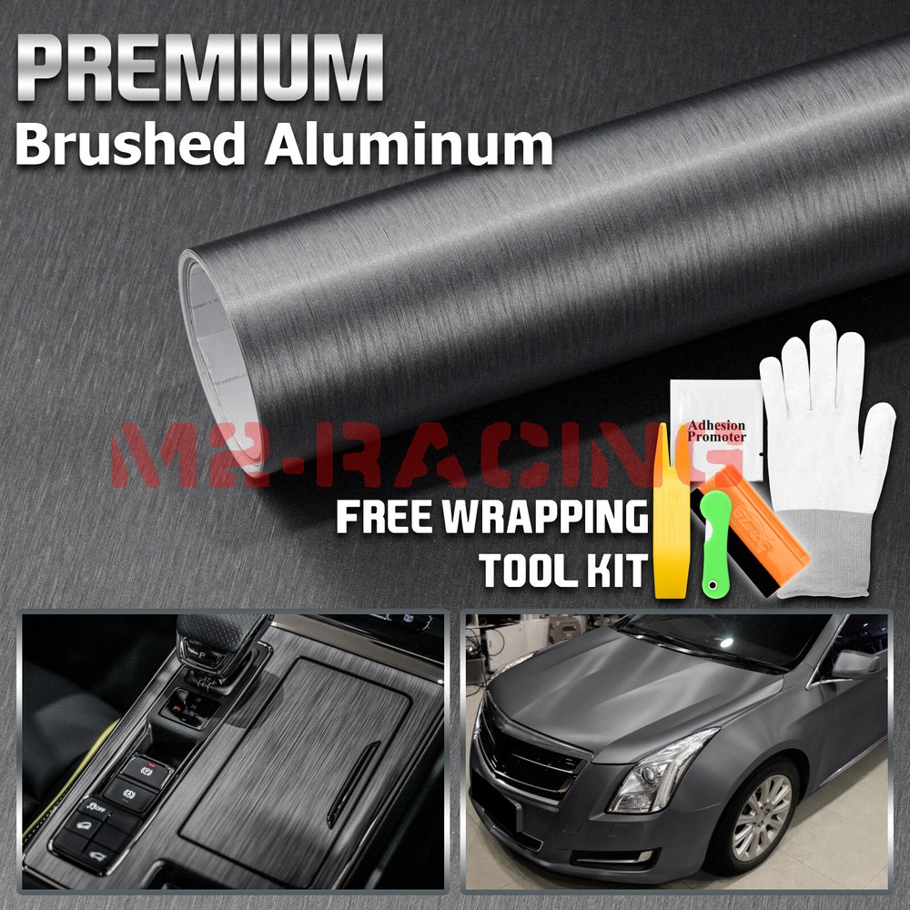 Premium Gray Brushed Aluminum Steel Vinyl Wrap Sticker Film Decal Air Release