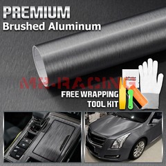 Premium Gray Brushed Aluminum Steel Vinyl Wrap Sticker Film Decal Air Release