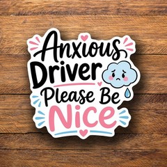 Anxious Driver Please Be Nice Cute New Driver Car Window Decal Sticker 365