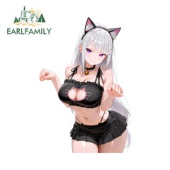 EARLFAMILY 5.1″ Emilia Cat Ear Anime Car Stickers Creative Laptop Luggage Decals