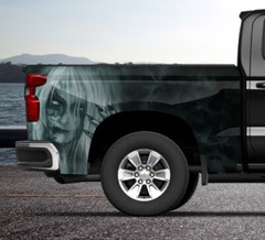 Grey Mist Sexy Woman Truck Wrap Vinyl Bed Side Graphic Decal Tailgate DS PS US