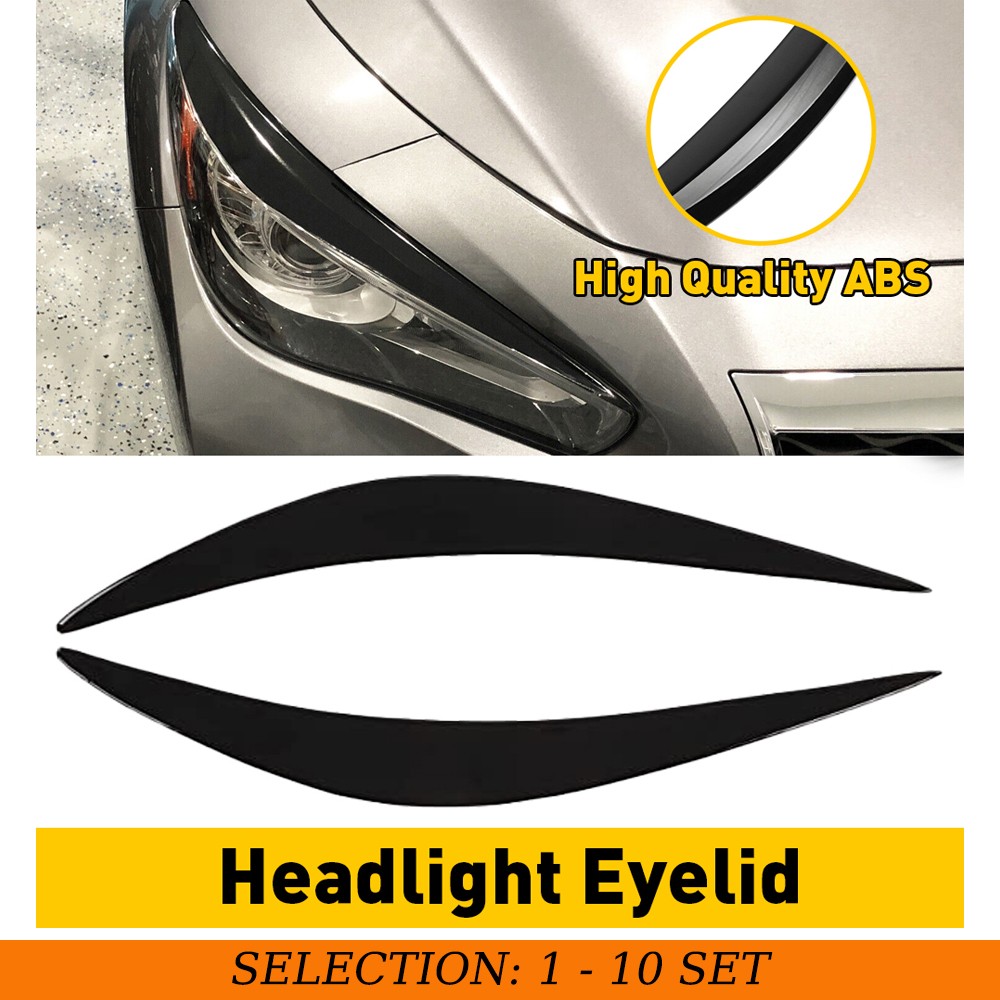 2-20 Black Piano Trim Headlight Eyebrows Eyelid Cover For Q50 INFINITI 2014-2023