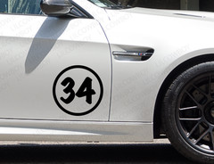 Custom Door Number autocross Circle Racing plate Decal Sticker Track Race RS6