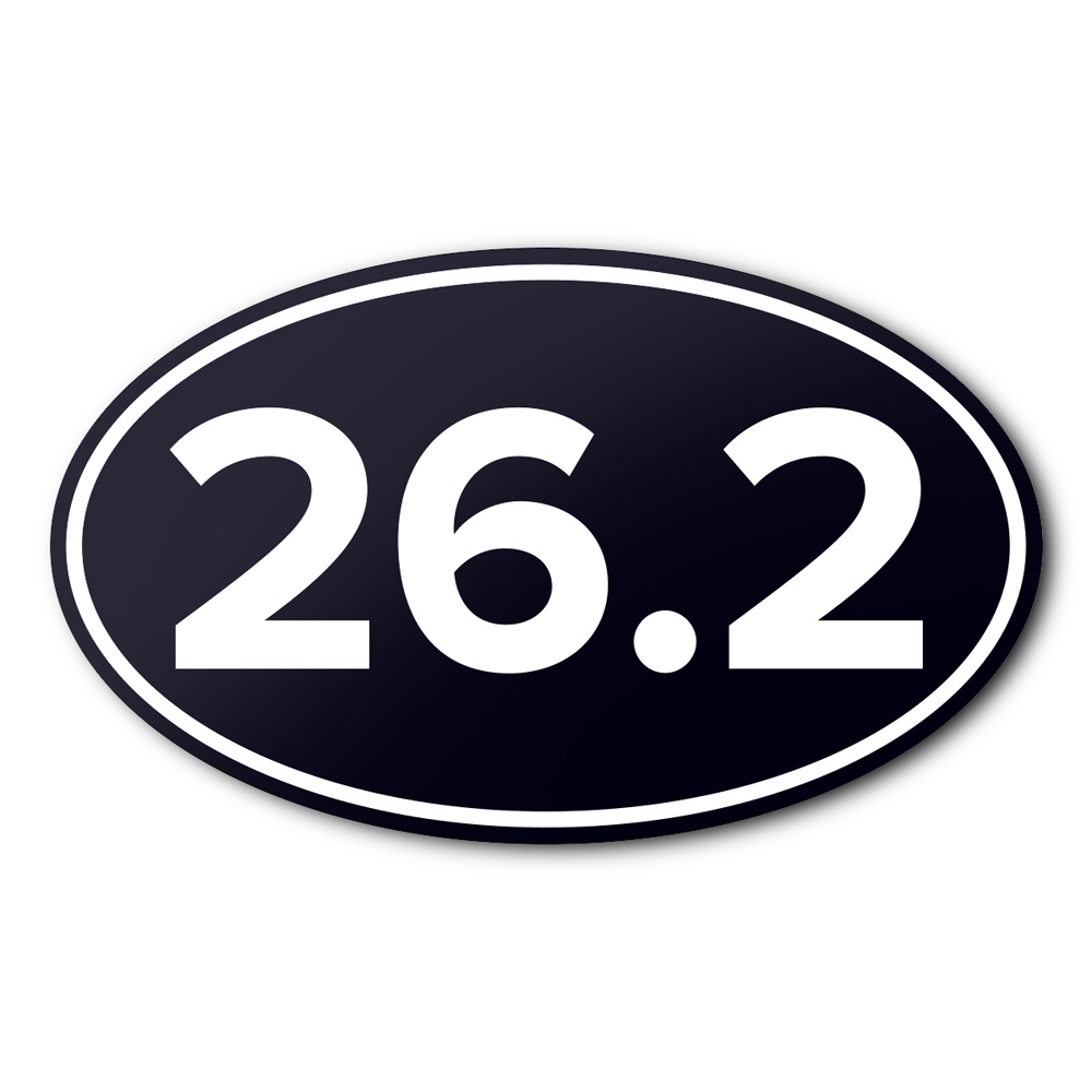 26.2 MARATHON ANTI-UV VINYL BUMPER STICKER – Running Race Black Oval Car Decal