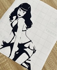 New Handmade BETTIE PAGE Pinup Permanent Vinyl Sticker Decal 4” Custom Colors