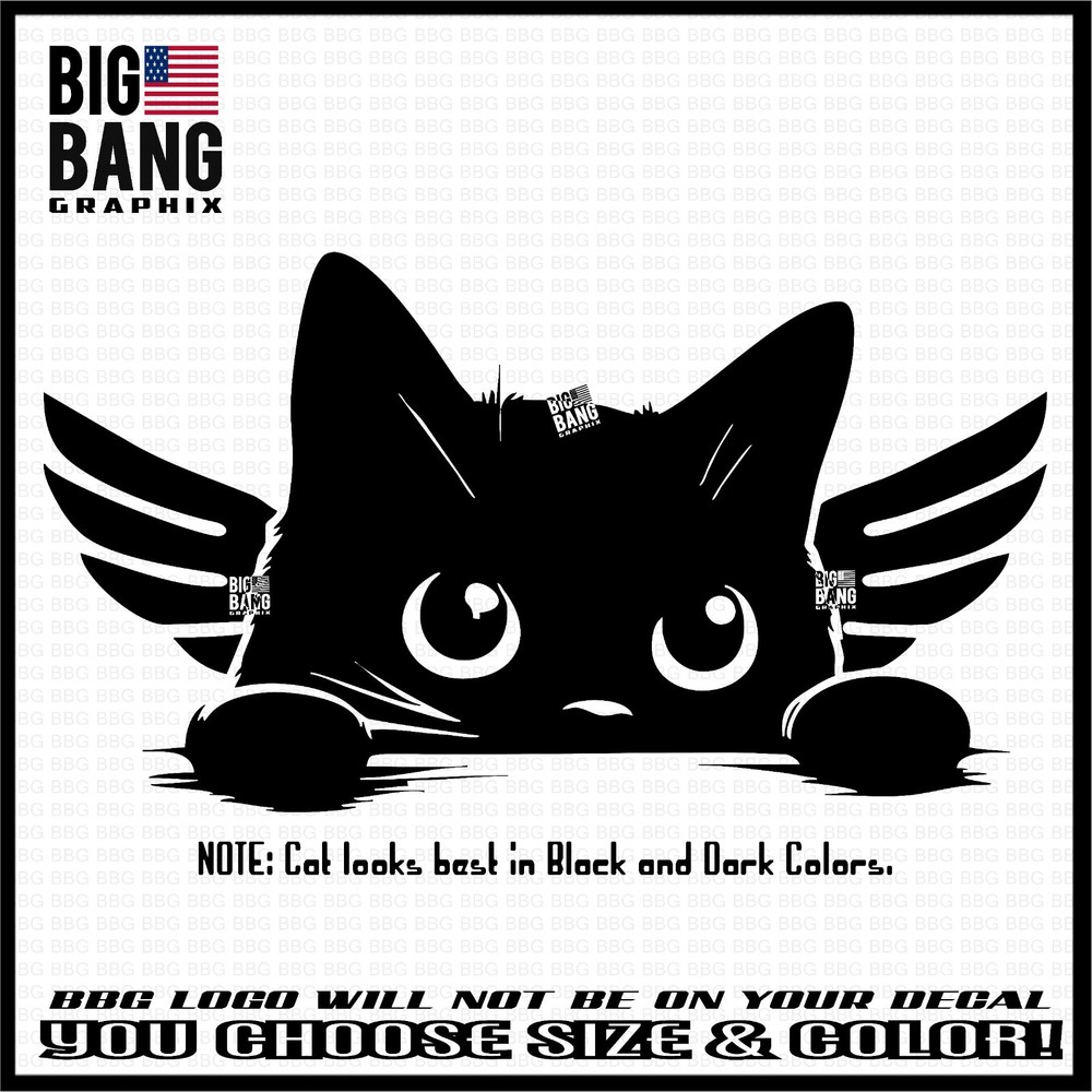 Rest in Peace Cat Angel Vinyl Decal Sticker Car Window Die Cut Waterproof Laptop