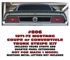 GE-806 1971-73 MUSTANG – TRUNK LID STRIPE – COUPE or CONVERTIBLE – BASE MODEL