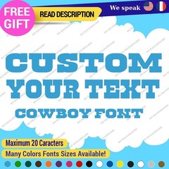 Sticker Vinyl Regular Custom Text Name Cowboy Fonts Lettering Die Cut Decals 651