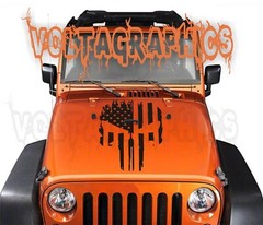 Vinyl Hood Decal for Jeep Wrangler/Gladiator The Punisher USA American flag