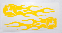 Yellow John Deere Flames Decal Sticker 1.75″ X 7″