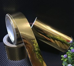 2″ x 120″ / Smooth Gold Mirror Chrome Vinyl Decors Wrap Sticker Car Trim Decal