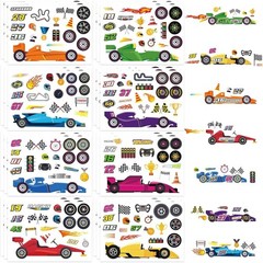 24 Sheets of Creative Race Car Stickers – Waterproof Fun for Parties & Crafts