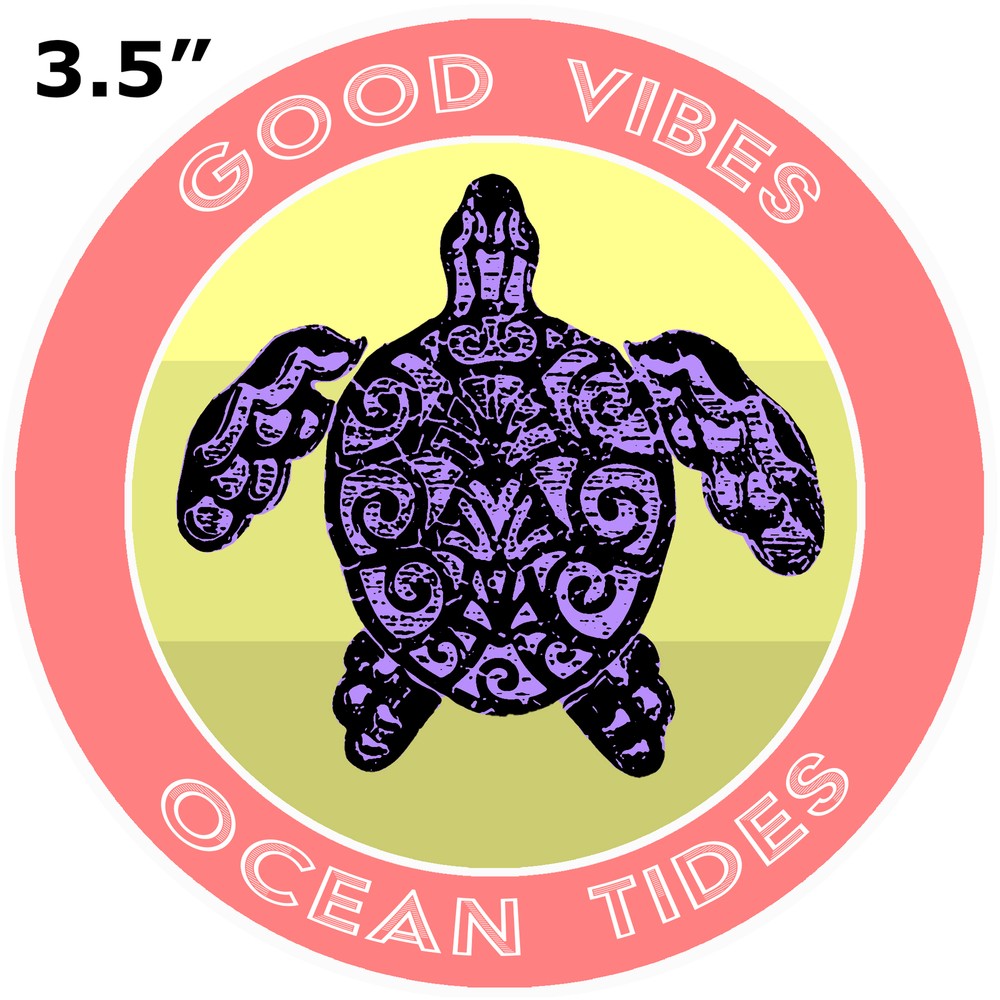 Turtle Good Vibes & Ocean Tides – Car Truck Window Bumper Graphic Sticker Decal