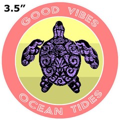 Turtle Good Vibes & Ocean Tides – Car Truck Window Bumper Graphic Sticker Decal