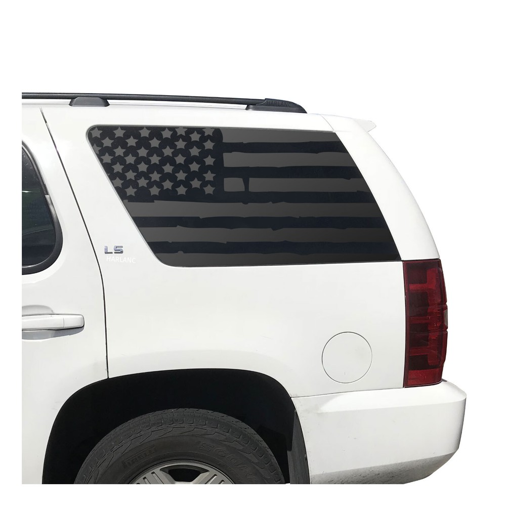 Distressed USA Flag Decals for Chevy Tahoe 3rd window 2007-2014 CT3-QR3