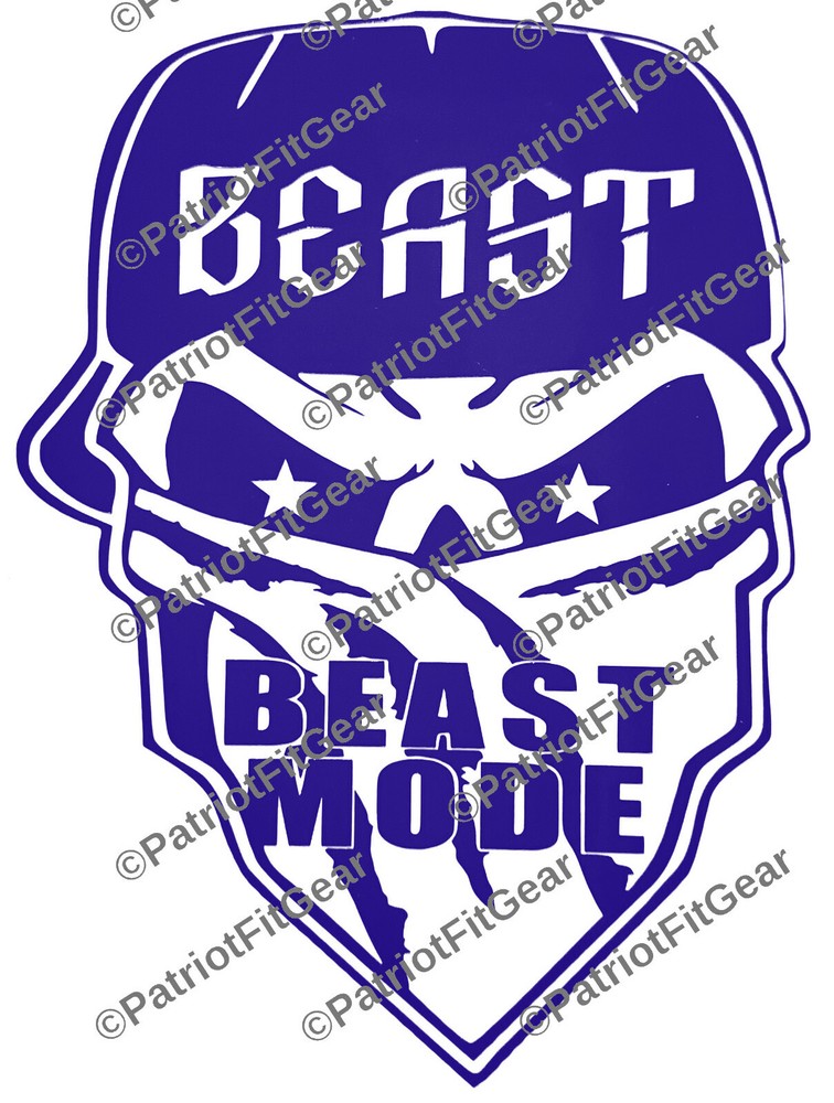 Beast Mode,Skull Bandanna,Exercise,Fitness,Motivation,Beast,Custom Vinyl Decal