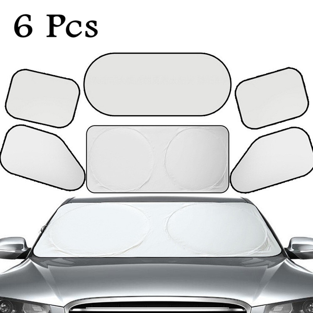 Car Front Rear Side Sunscreen Window Sunshade Cover Protector Curtain 6 Pcs