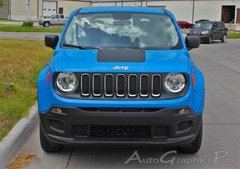 Vinyl Graphics Center Trailhawk HOOD Stripes Decals for 2014-2021 Jeep Renegade