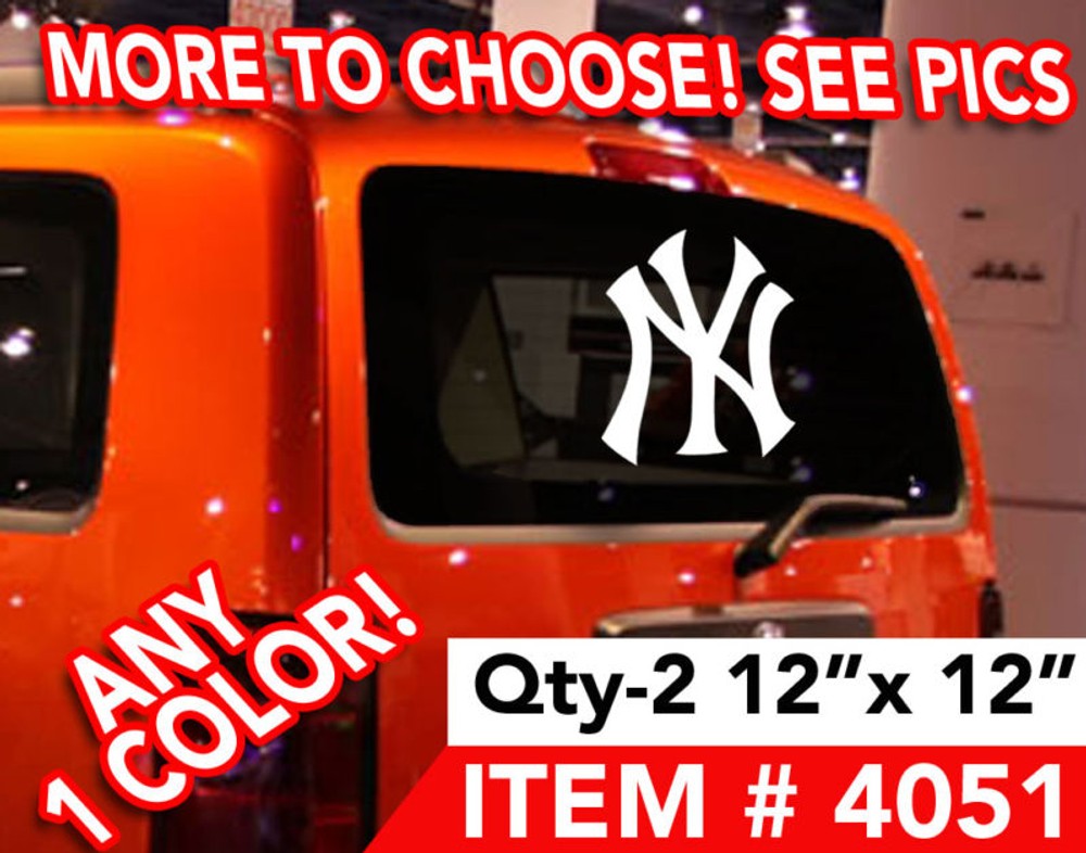 QTY-2 “YANKEES LOGO” WINDOW DECAL, STICKER 12″x12″