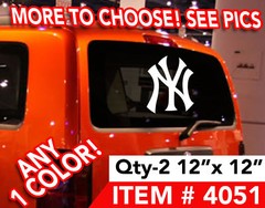 QTY-2 “YANKEES LOGO” WINDOW DECAL, STICKER 12″x12″