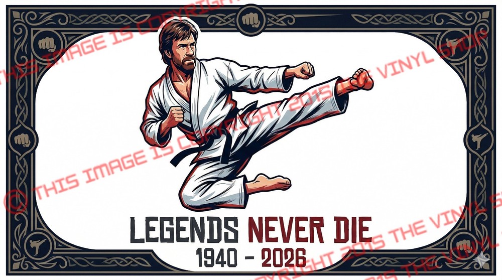 4×6.5 inch RIP Memorial CHUCK NORRIS LEGENDS NEVER DIE 1940-2026 Karate Kung Fu