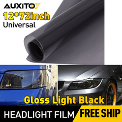 12″x72″Gloss Light Black Film Smoke Tint Lens Vinyl Wrap For Headlight taillight