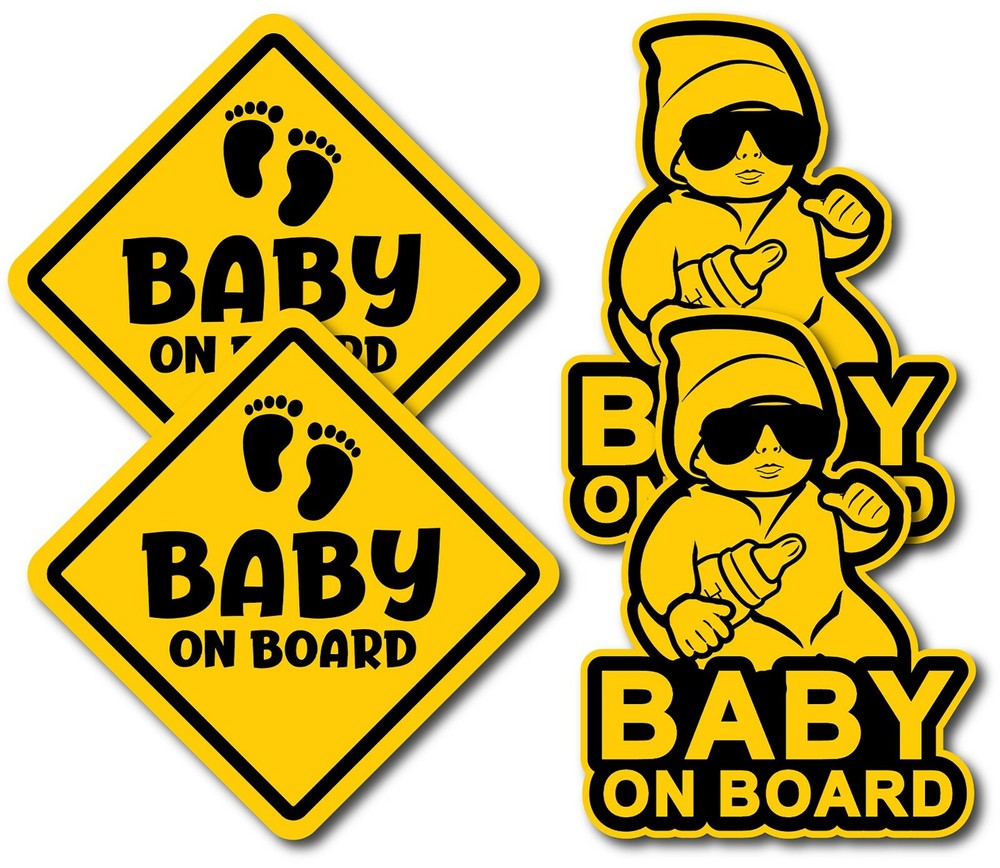 Innovative Stencils Baby On Board Decals Stickers Signs for Car 4 Pack 5″ x 5″