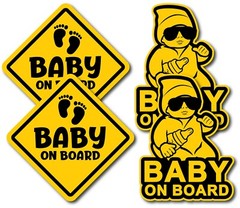 Innovative Stencils Baby On Board Decals Stickers Signs for Car 4 Pack 5″ x 5″