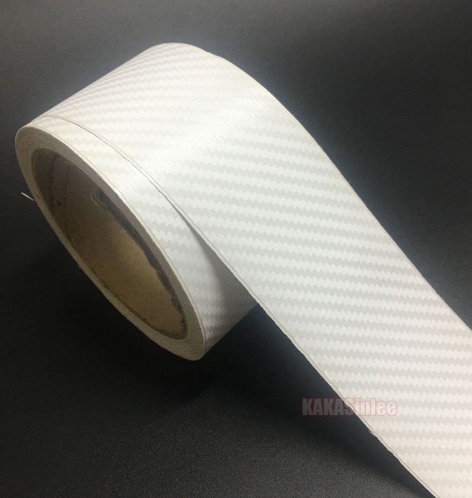 3D White Sheet Car PVC Grain Carbon Fiber Vinyl Tape Wrap Sticker Decors Strips