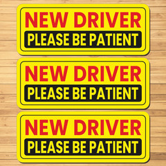 3x New Driver Sticker Please Be Patient Bumper Sign Student Car Decal Vinyl USA