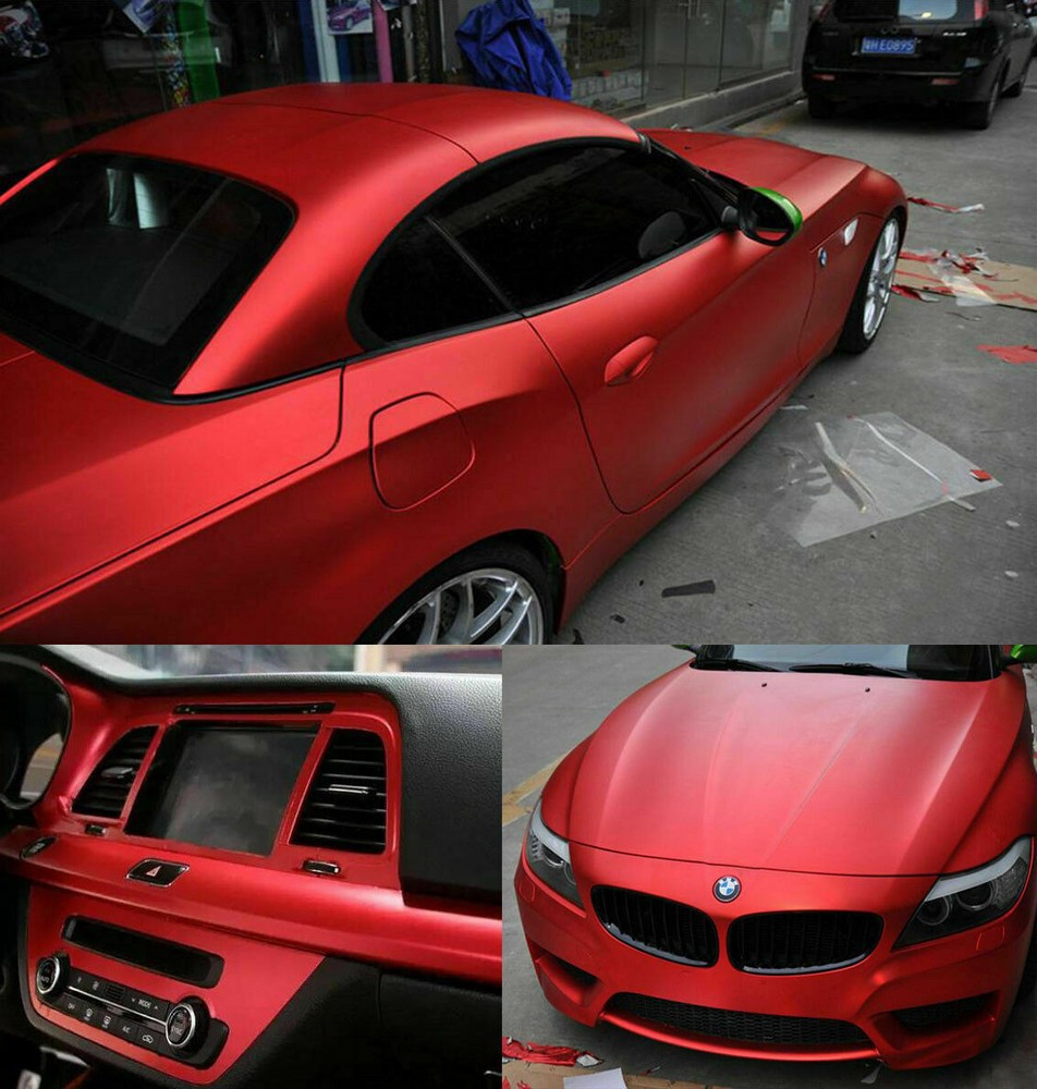 Whole Car Wrap 50FT x 5FT Metallic Satin Matte Chrome Red Vinyl Film Bubble Free