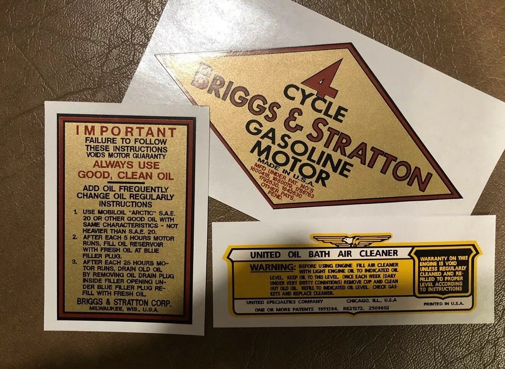 Briggs & Stratton early diamond engine decals A, B, J1, K, M, W & Z Set of 3