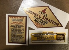 Briggs & Stratton early diamond engine decals A, B, J1, K, M, W & Z Set of 3